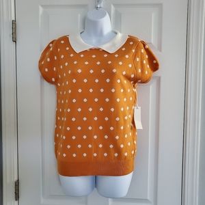 Ye Mak Short Sleeve Orange Collar Sweater M